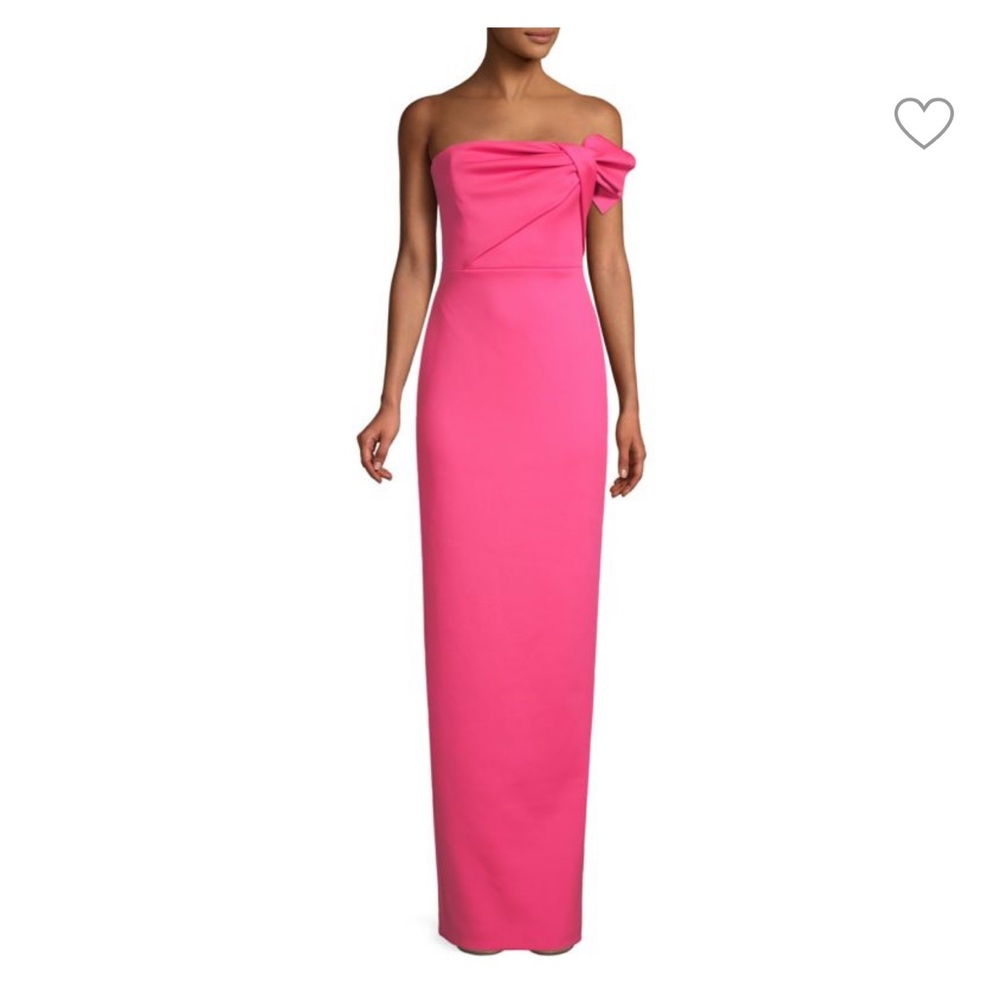 Black Halo Strapless Pink Bow Column Gown size 8 NWT